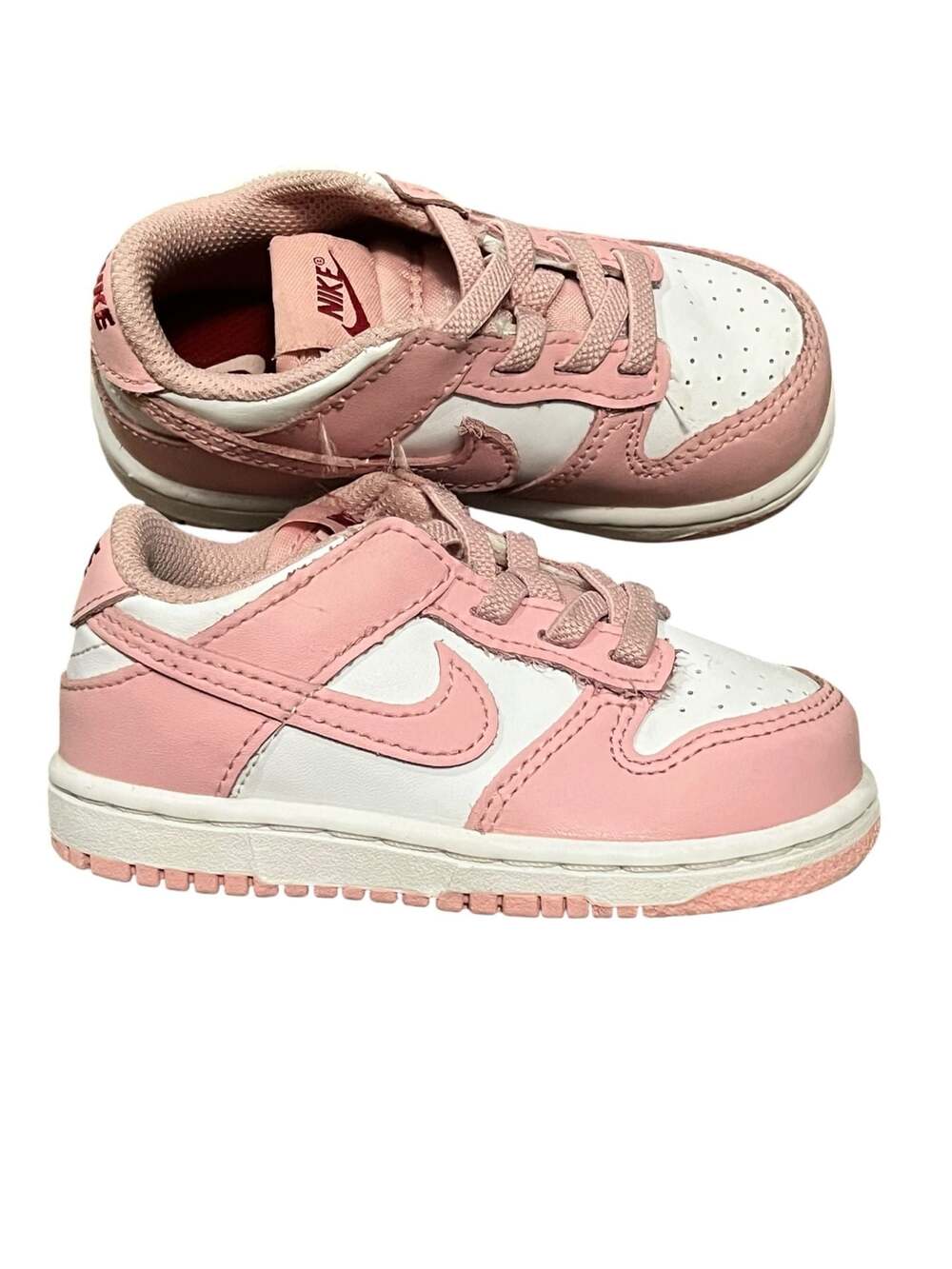 Nike Dunk Low TD Pink Glaze White Pomegranate Toddler Shoes HV0929-100 Size 7C